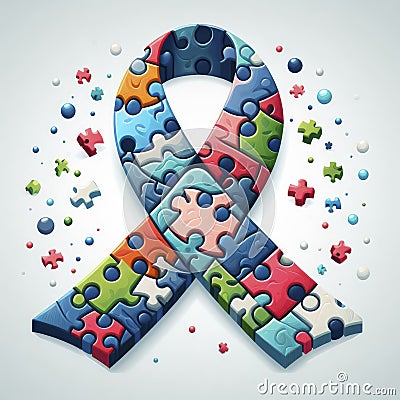 Innovation Unleashed: Puzzle Ribbon of Collective Breakthroughs Worldwide Stock Photo