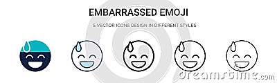 Embarrassed emoji icon in filled, thin line, outline and stroke style. Vector illustration of two colored and black embarrassed Vector Illustration