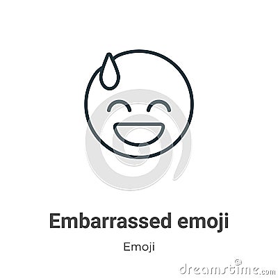 Embarrassed emoji outline vector icon. Thin line black embarrassed emoji icon, flat vector simple element illustration from Vector Illustration