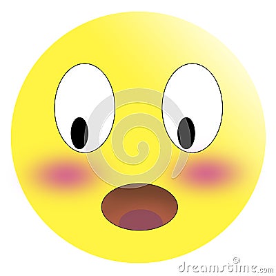 Embarrassed emoticon with flushed red cheeks Stock Photo