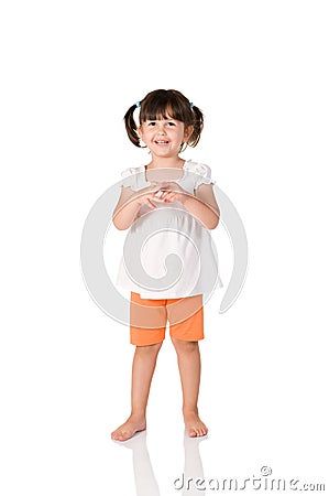 Embarrassed little girl Stock Photo