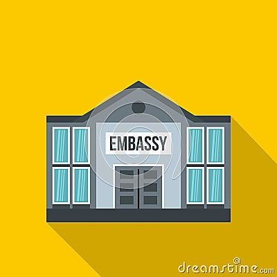 Embassy icon, flat style Vector Illustration