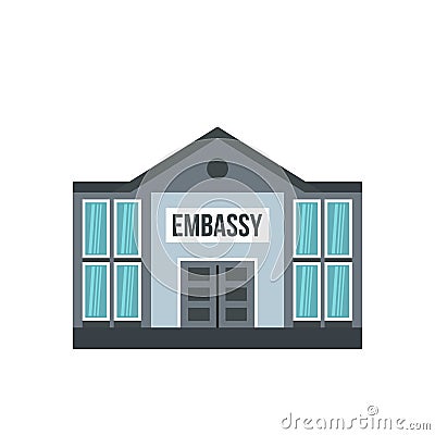 Embassy icon, flat style Vector Illustration