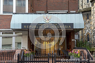 The Embassy of the Republic of Indonesia building entrance Editorial Stock Photo