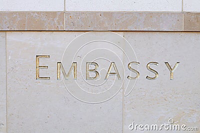 Embassy Sign Stock Photo