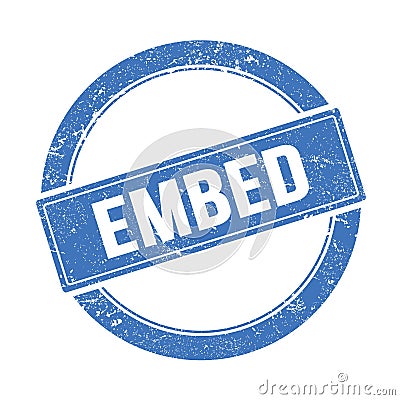 EMBED text on blue grungy round stamp Stock Photo