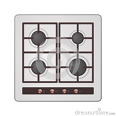 Embeddable gas stove. Vector Illustration