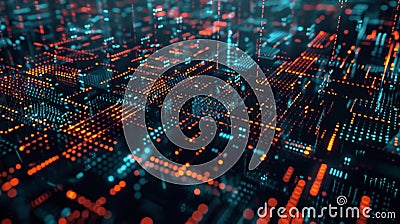 Embedded within the matrix of network connections carefully crafted data algorithms work tirelessly to monitor and Stock Photo