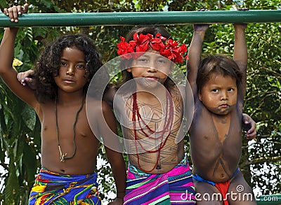 Embera Children, Panama Editorial Stock Photo