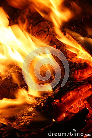 Embers in fire Stock Photo