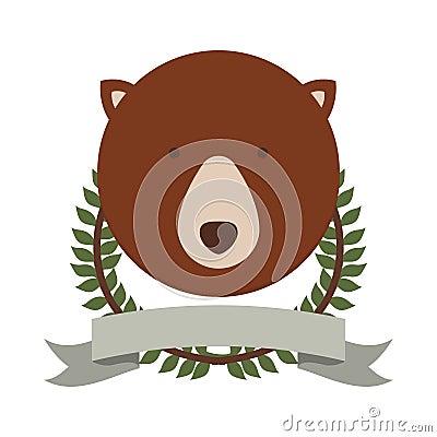 emblem bear hunter city icon Cartoon Illustration