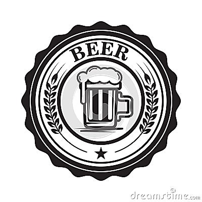 Emblem with beer mug. Design element for logo, label, emblem, sign. Vector Illustration