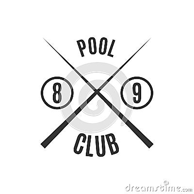Emblem billiard club, vector illustration. Vector Illustration