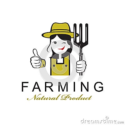 Farmer woman emblem Vector Illustration