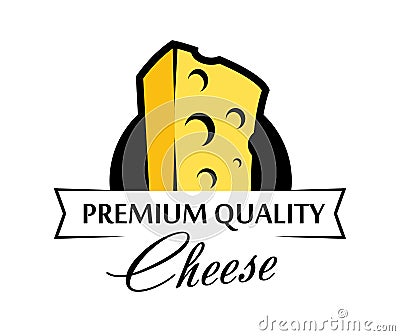 Emblem of Cheese Premium Quality Vector Illustration