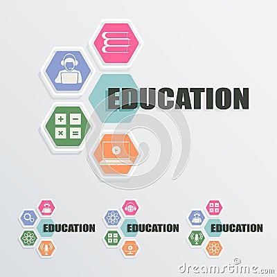 The emblem of the educational attributes of learning Vector Illustration