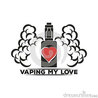 Emblem of an electronic cigarette with steam Vector Illustration