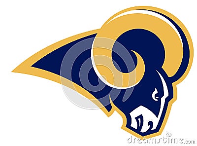 The emblem of the football club `Los Angeles Rams`. USA. Editorial Stock Photo