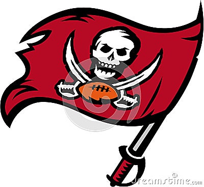 The emblem of the football club `Tampa Bay Buccaneers`. USA. Editorial Stock Photo