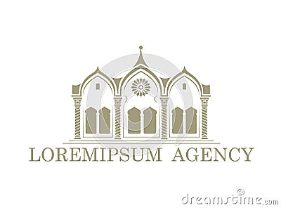 Emblem in the form of an arched oriental palace Vector Illustration