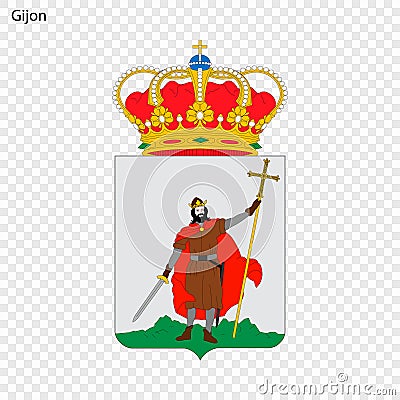 Emblem of Gijon. City of Spain Cartoon Illustration