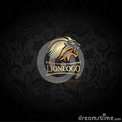 Emblem with golden Lion Vector Illustration