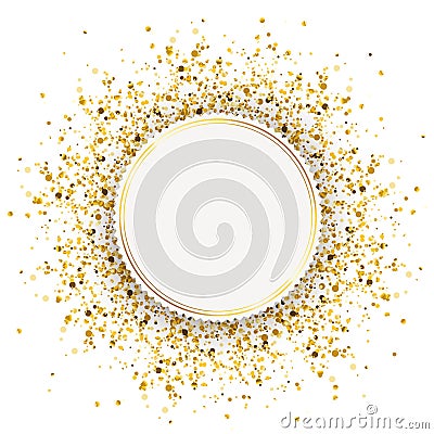 Emblem Golden Particles Confetti Vector Illustration