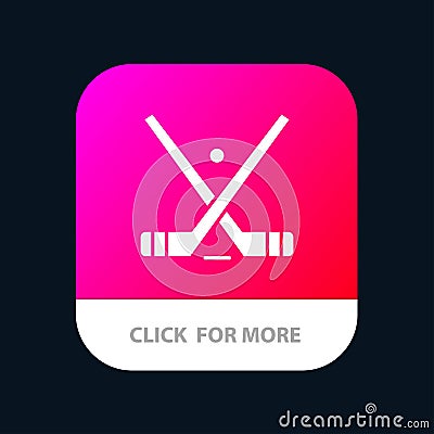 Emblem, Hockey, Ice, Stick, Sticks Mobile App Button. Android and IOS Glyph Version Vector Illustration