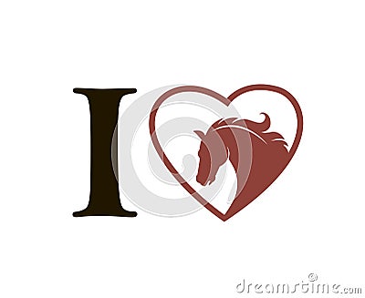 Emblem of horse in heart Vector Illustration