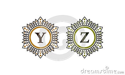 Emblem Initial Y Z Vector Illustration