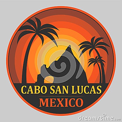 Emblem with the name of Cabo San Lucas, Mexico Vector Illustration