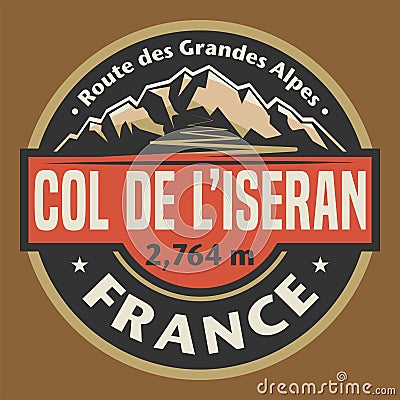 Emblem with the name of Col de liseran, France Vector Illustration