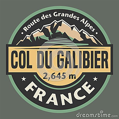 Emblem with the name of Col du Galibier Vector Illustration