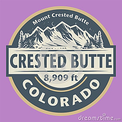 Emblem with the name of Crested Butte, Colorado Vector Illustration