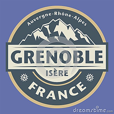 Emblem with the name of Innsbruck, Grenoble, France Vector Illustration