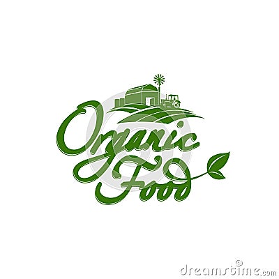 Emblem of organic natural farm fresh food. Vector illustration Vector Illustration
