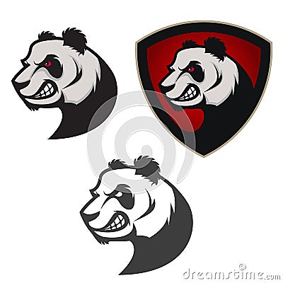 Emblem with panda. Sport team mascot. Vector Illustration