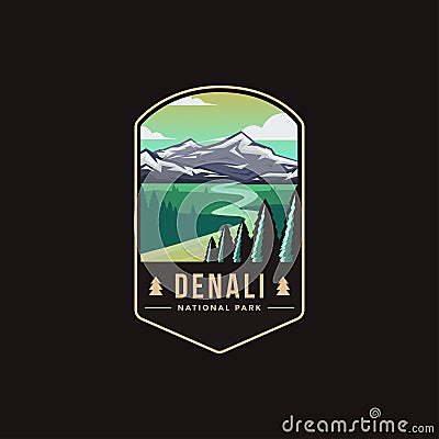 Emblem patch logo illustration of Denali National Park Vector Illustration