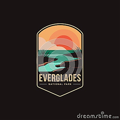 Emblem patch logo illustration of Everglades National Park Vector Illustration