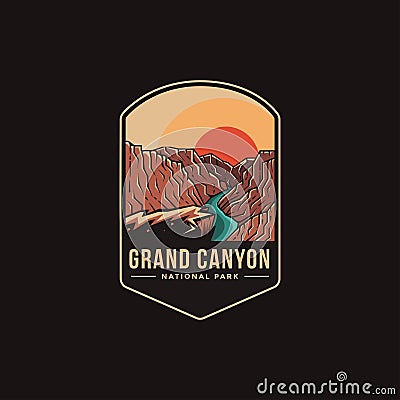 Emblem patch logo illustration of Grand Canyon National Park Vector Illustration