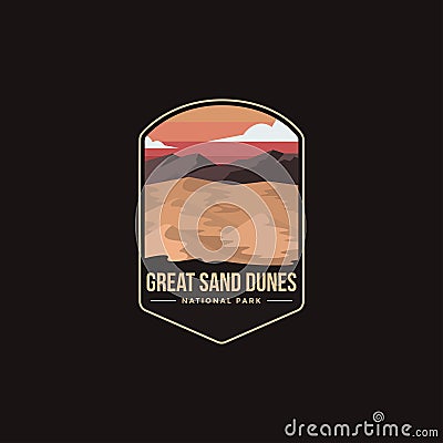 Emblem patch logo illustration of Great Sand Dunes National Park Vector Illustration