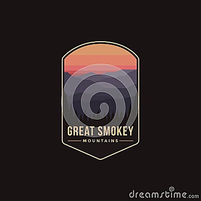 Emblem patch logo illustration of Great Smokey Mountains National Park Vector Illustration