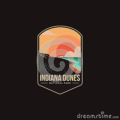 Emblem patch logo illustration of Indiana Dunes National park Vector Illustration