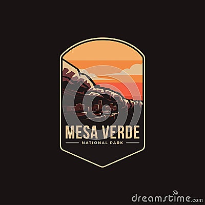 Emblem patch logo illustration of Mesa Verde National Park Vector Illustration