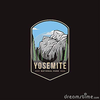 Emblem patch logo illustration of Yosemite National Park Vector Illustration