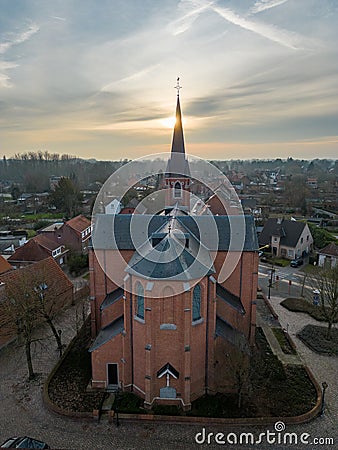 Emblem, Ranst, Belgium, 15th of February, 2023, Sint-Gummaruskerk, church of saint Gummarus, in the voortstraat of the Editorial Stock Photo