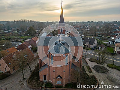 Emblem, Ranst, Belgium, 15th of February, 2023, Sint-Gummaruskerk, church of saint Gummarus, in the voortstraat of the Editorial Stock Photo