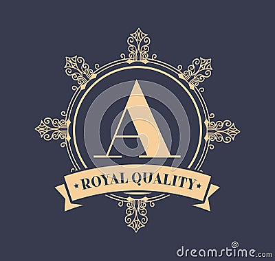 emblem royal quality design Cartoon Illustration