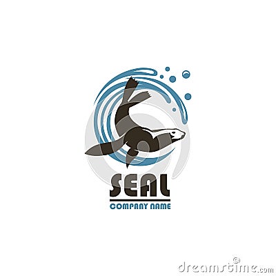 Sea seal emblem Vector Illustration