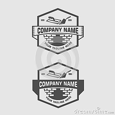 Emblem set logo with trowel. concept of implement, workshop Vector Illustration